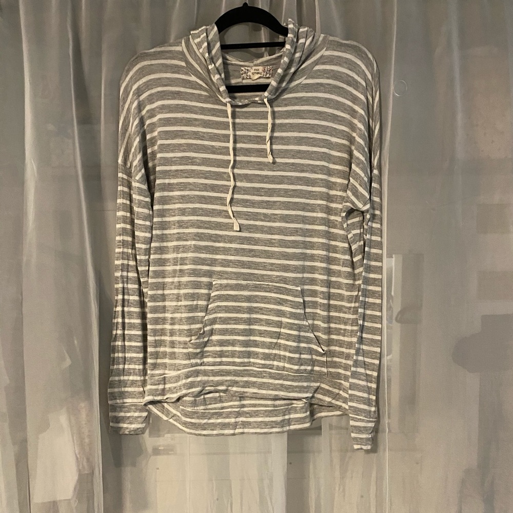 Gray Stripe long sleeve lounge top